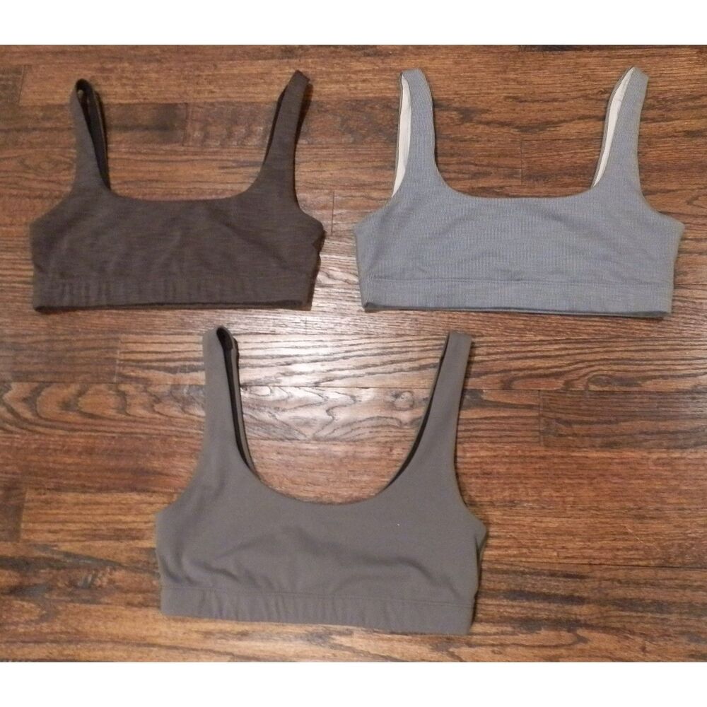 Lot of 3 - Vuori Athletic Sports Bras VW1002 Brown Gray Green Women's Size Small